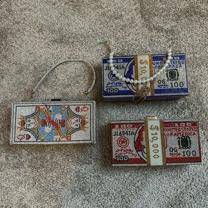 Beaded Clutch Bags with Playing Card and Ticket Designs